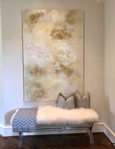 gold bronze, brass, pearl whites metallic large scale abstract painting timeless and elegant original painting